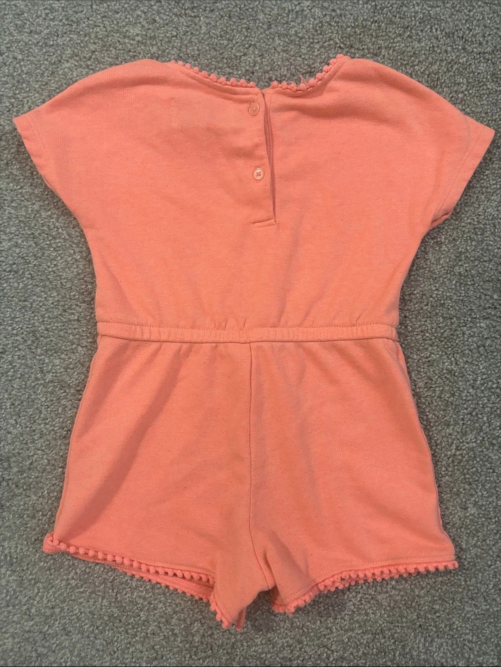 Old Navy Coral Knit Pom-Trim Romper